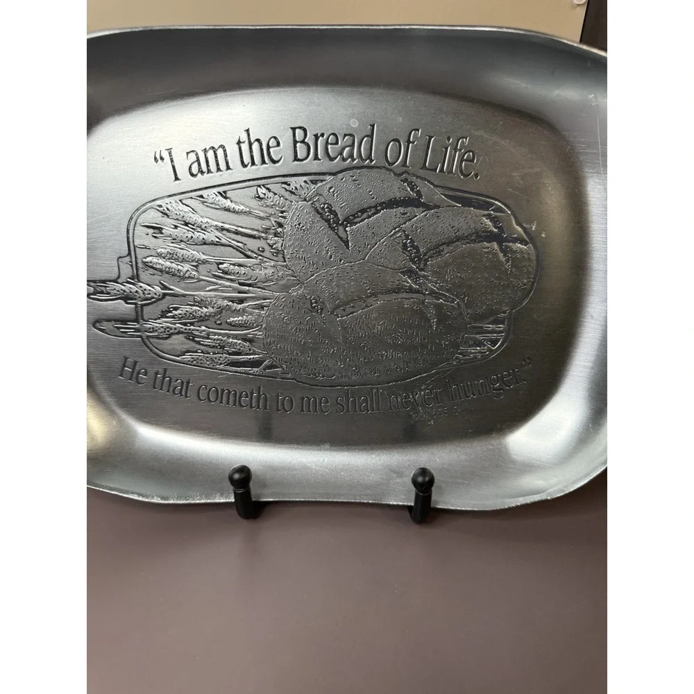 2003 Son Corp I Am The Bread Of Life John 6:35 Aluminum Metal Bread Tray Platter